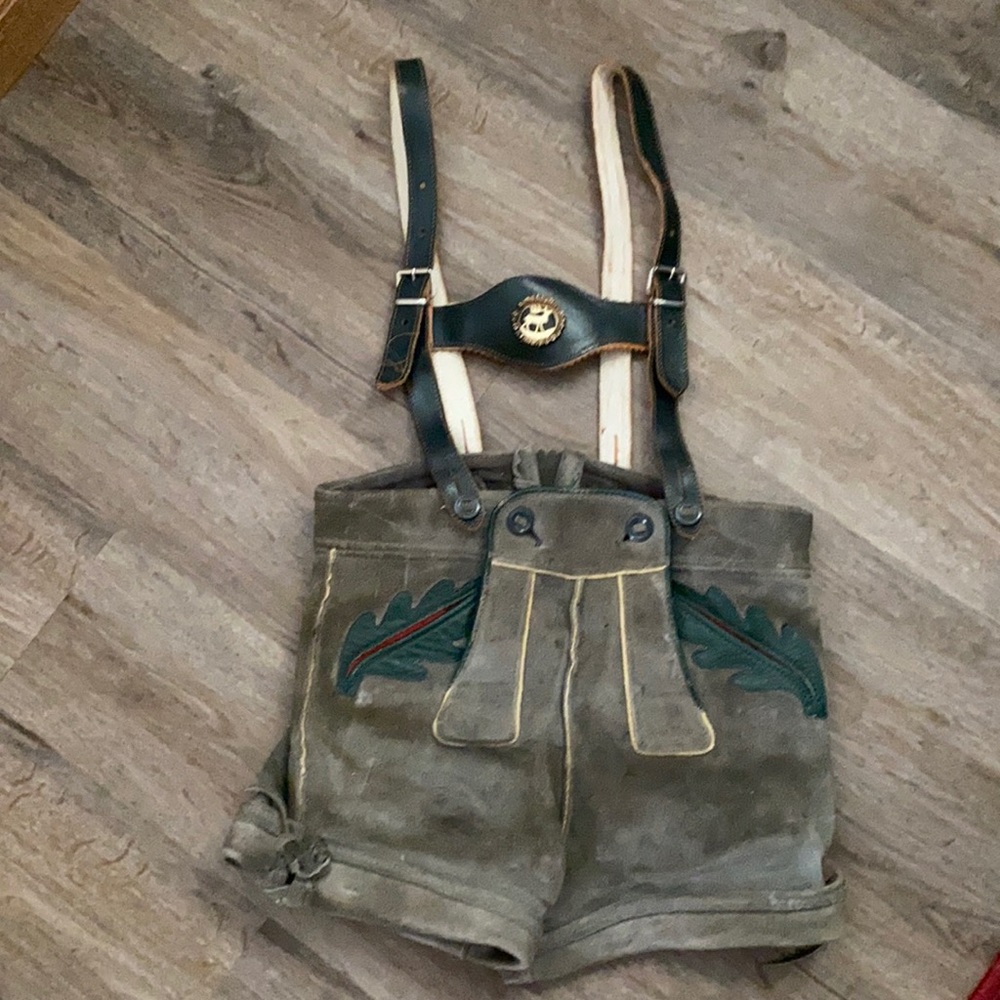 Vintage Lederhosen - leather - deer emblem